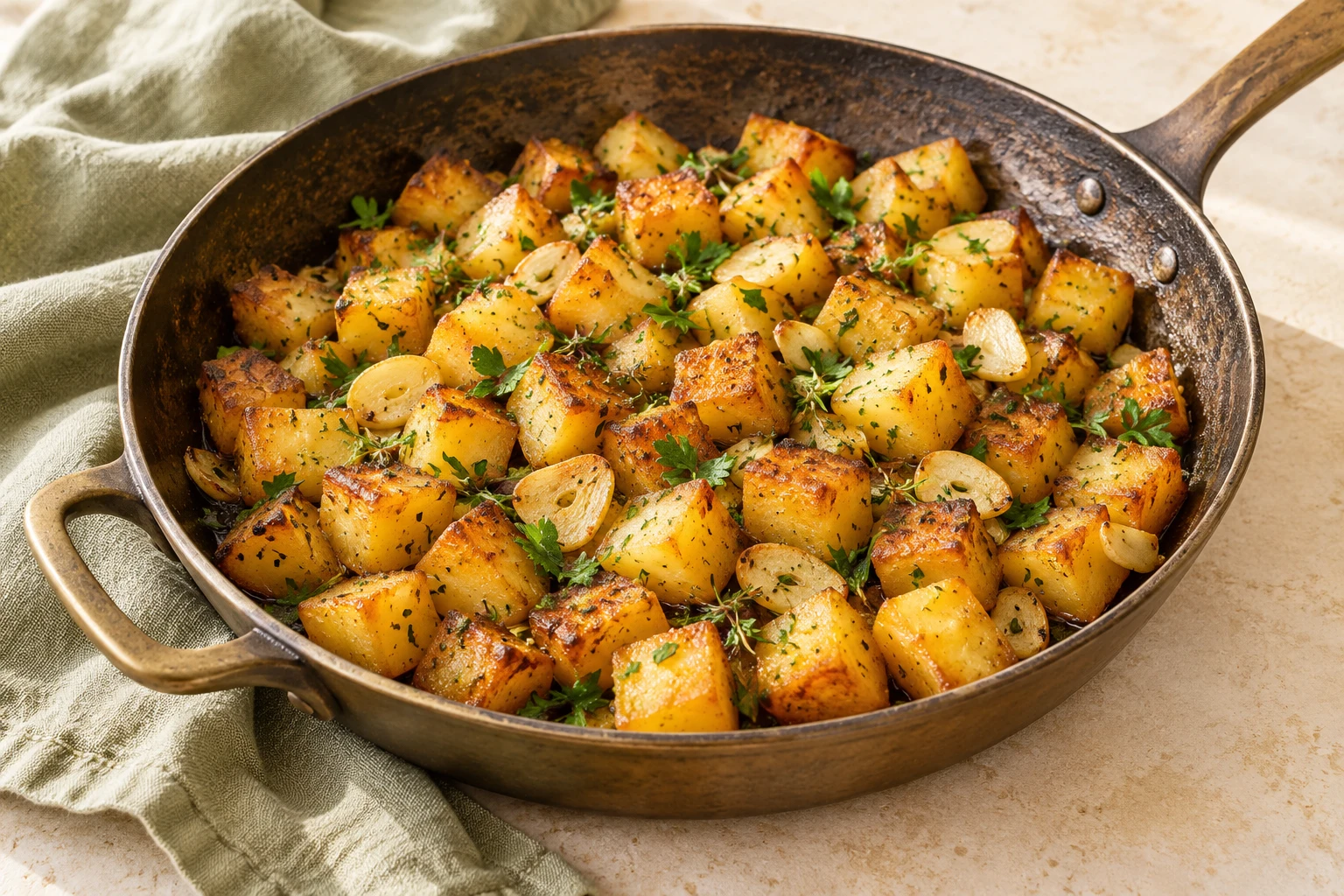 Pommes de terre sautées croustillantes : plat terminé