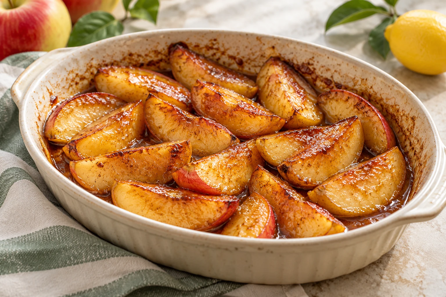 Pommes rôties au beurre et à la cannelle : plat terminé