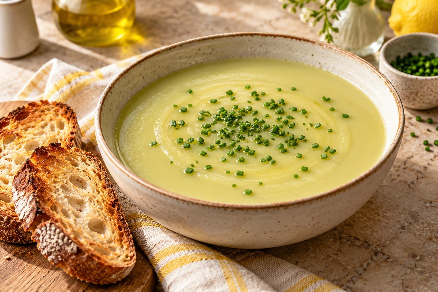 Velouté de poireaux et pommes de terre : plat terminé