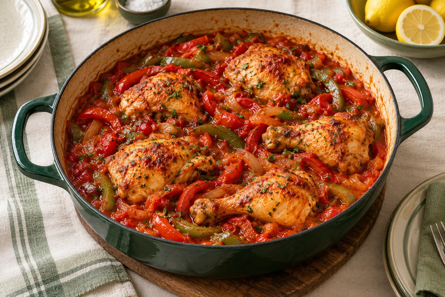 Poulet basquaise aux poivrons : plat terminé