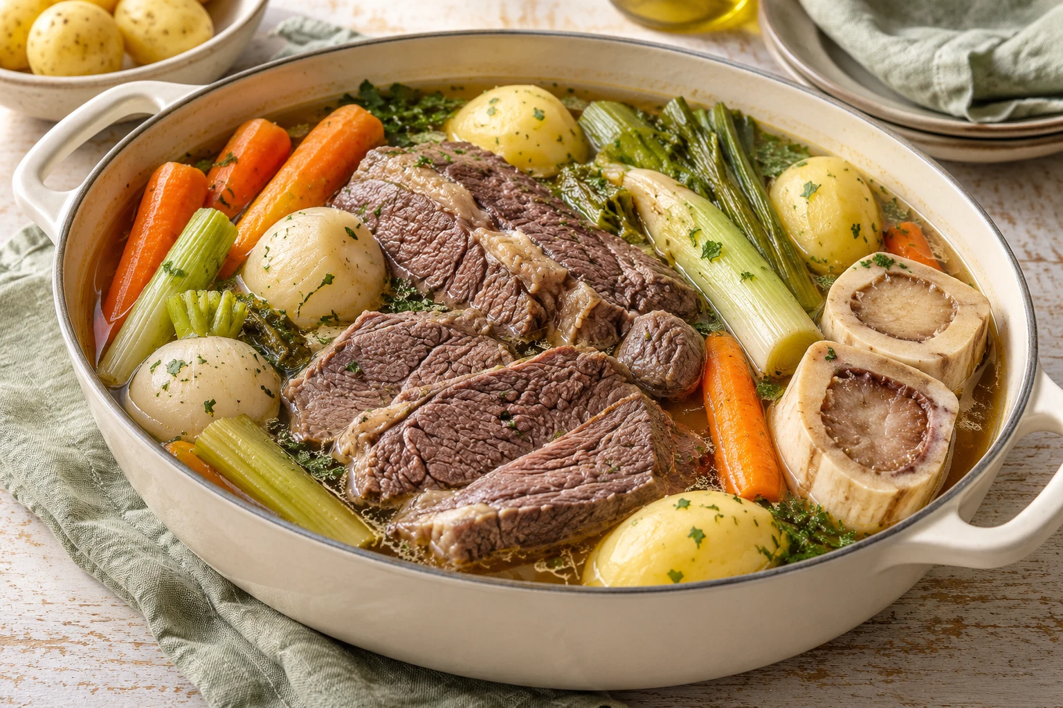 Pot-au-feu préparé la veille : plat terminé