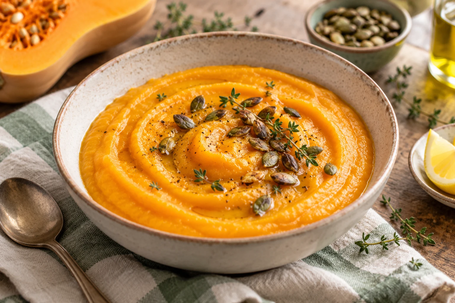 Purée de courge butternut rôtie : plat terminé