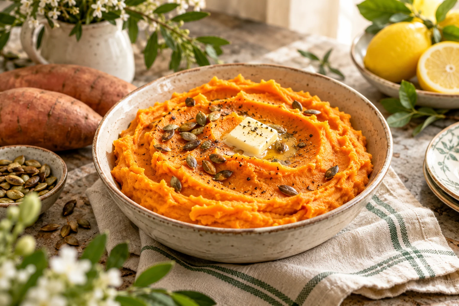 Purée de patates douces onctueuse : plat terminé