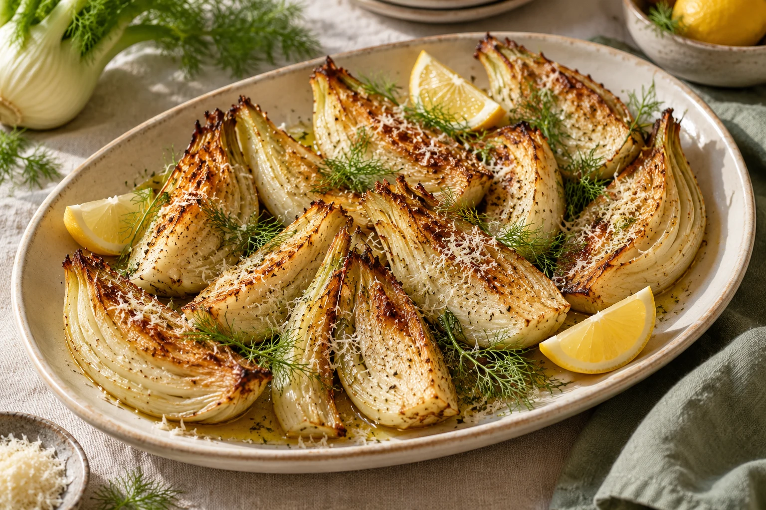 Fenouil grillé au citron : plat terminé