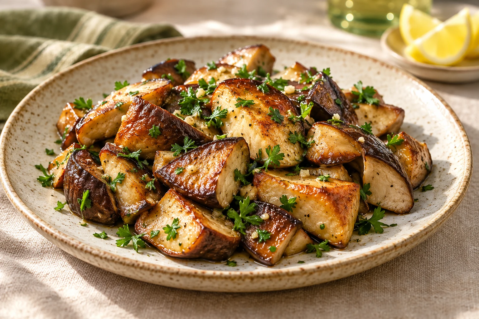 Cèpes poêlés au beurre : plat terminé