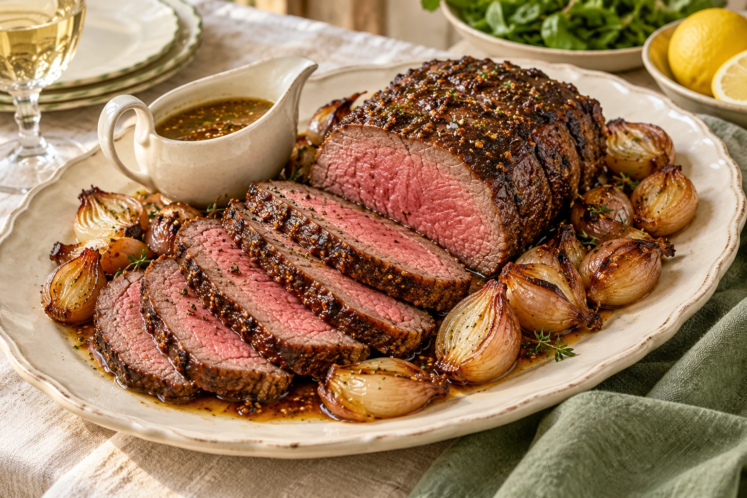 Rôti de bœuf au jus : plat terminé