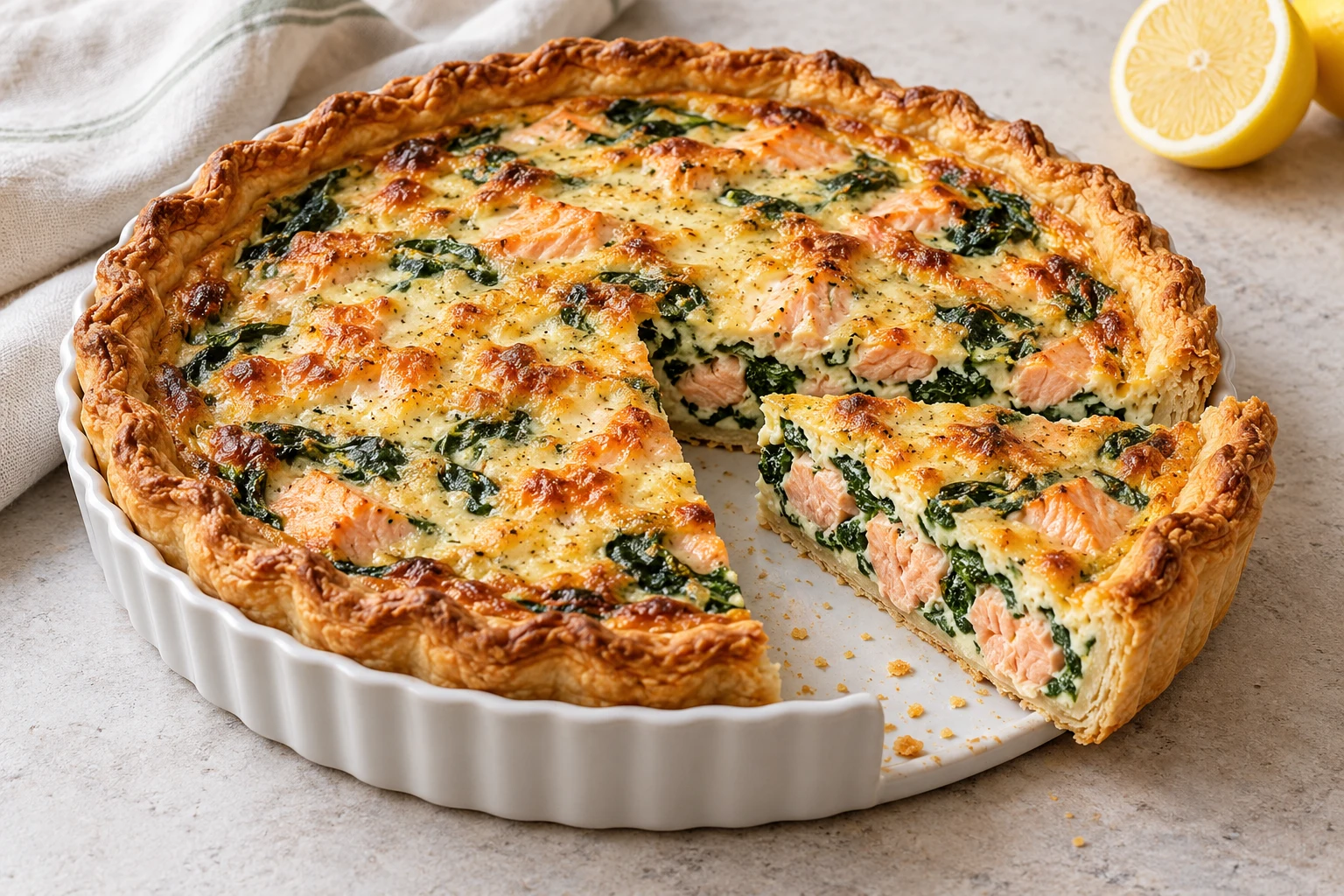 Quiche saumon épinards : plat terminé