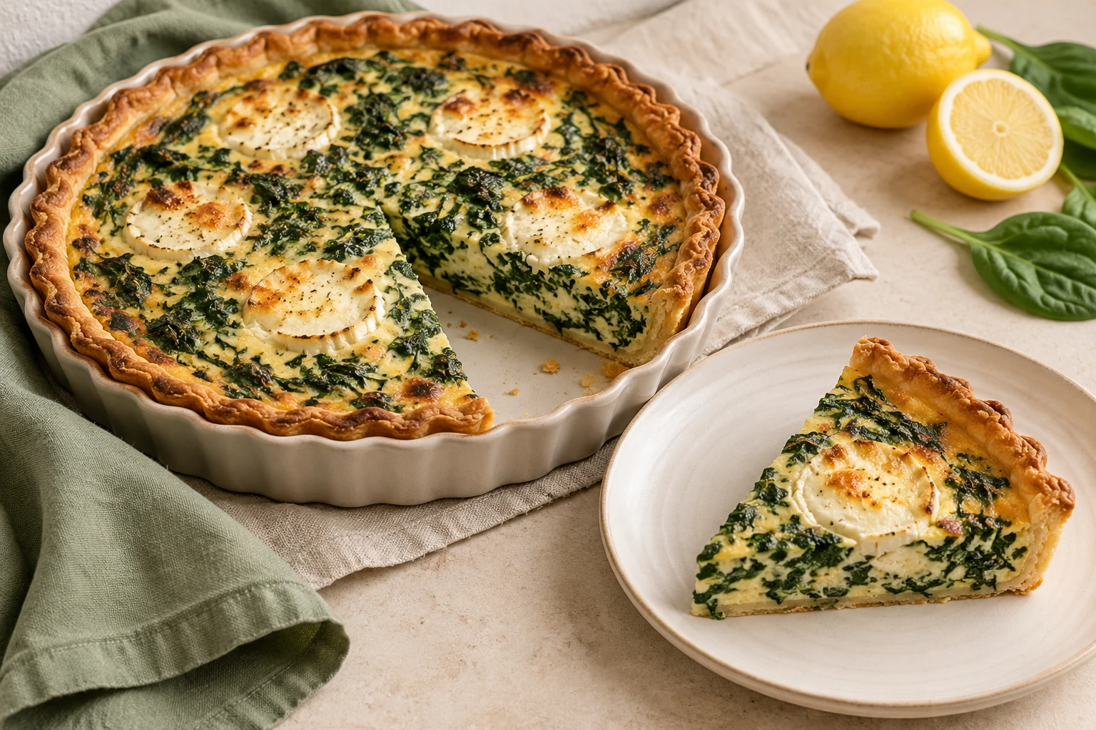 Quiche épinards chèvre : plat terminé
