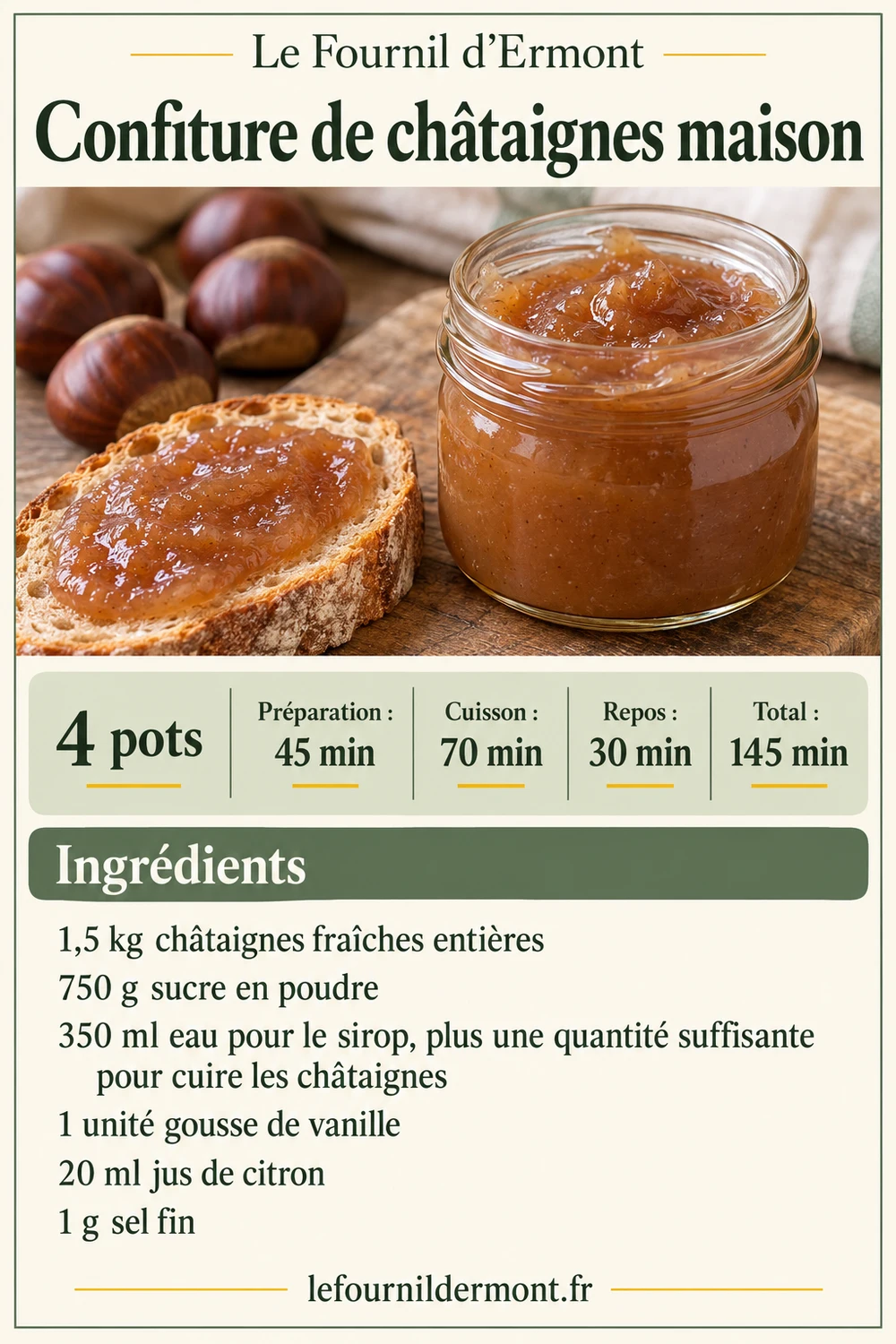 Fiche Pinterest : Confiture de châtaignes maison