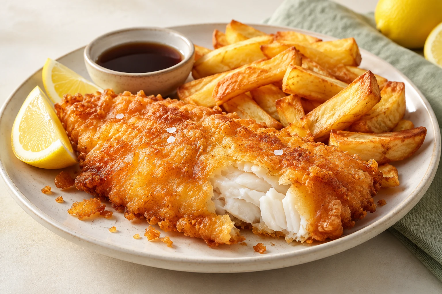 Fish and chips anglais : plat terminé