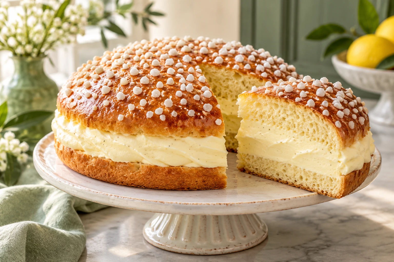 Tarte Tropézienne briochée : plat terminé