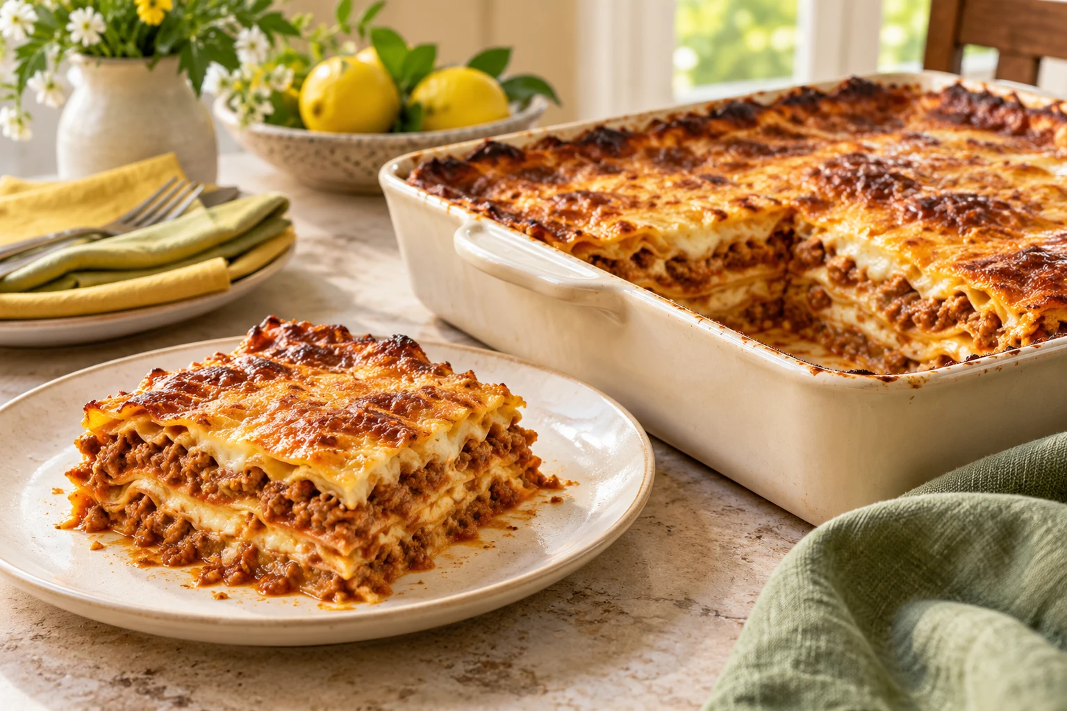 Lasagnes maison à la bolognaise : plat terminé