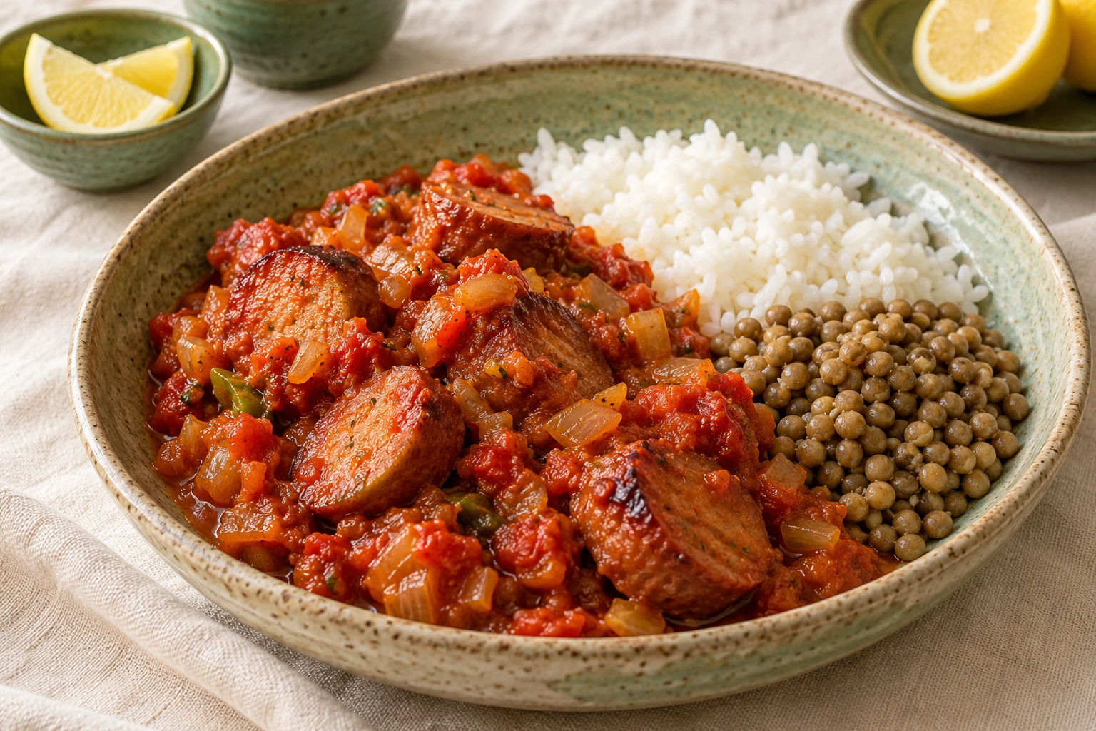 Rougail saucisse réunionnais : plat terminé