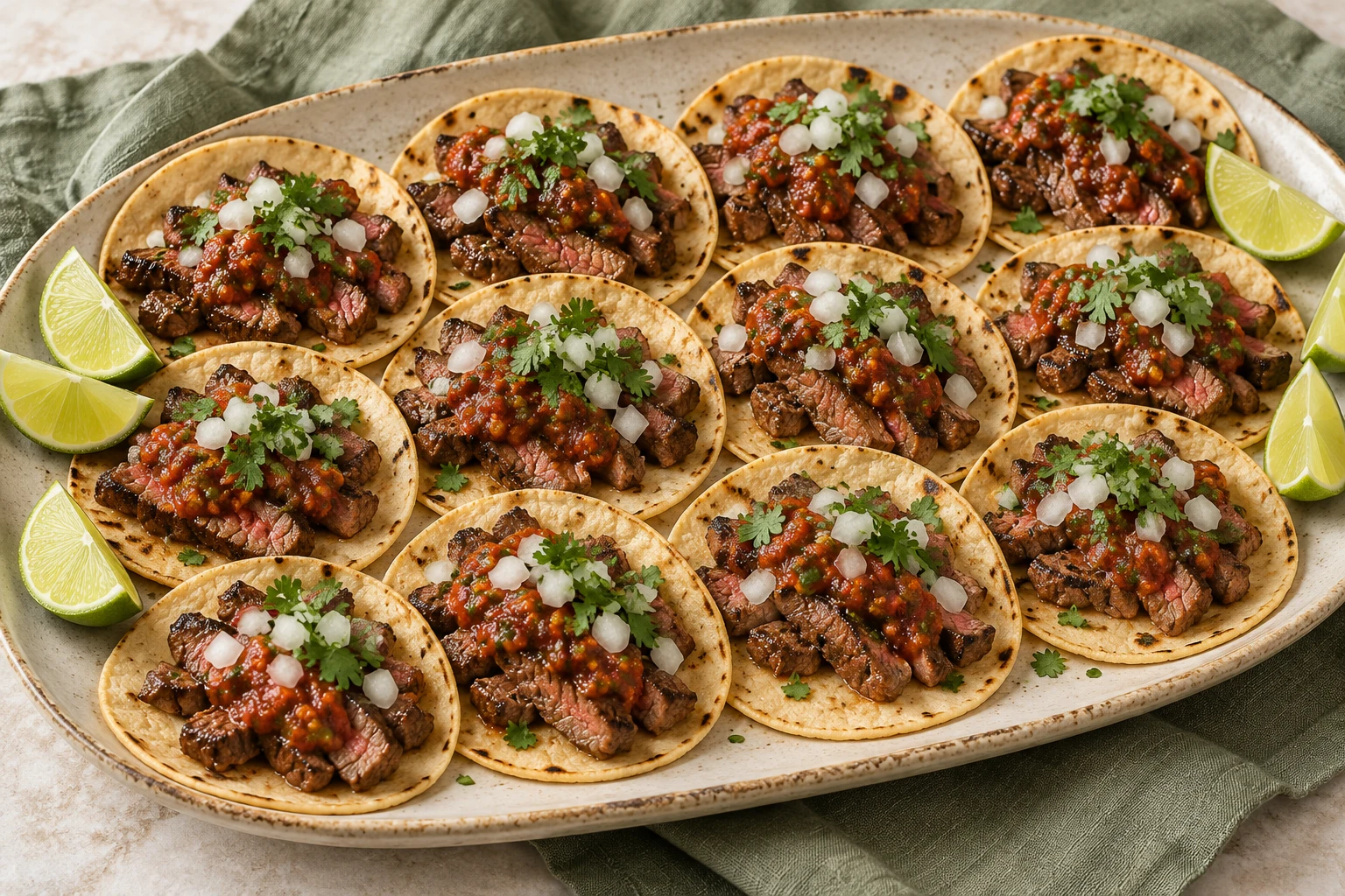 Tacos de bœuf et tortillas de maïs : plat terminé