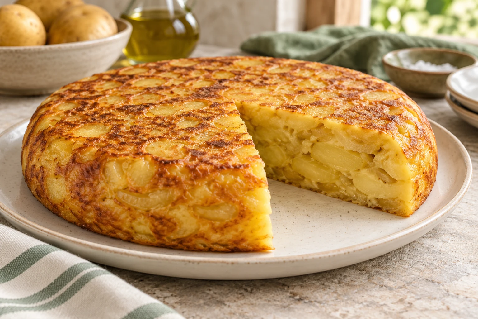 Tortilla espagnole aux pommes de terre : plat terminé