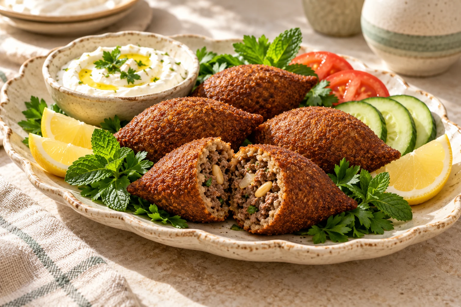 Kebbé libanais frit : plat terminé