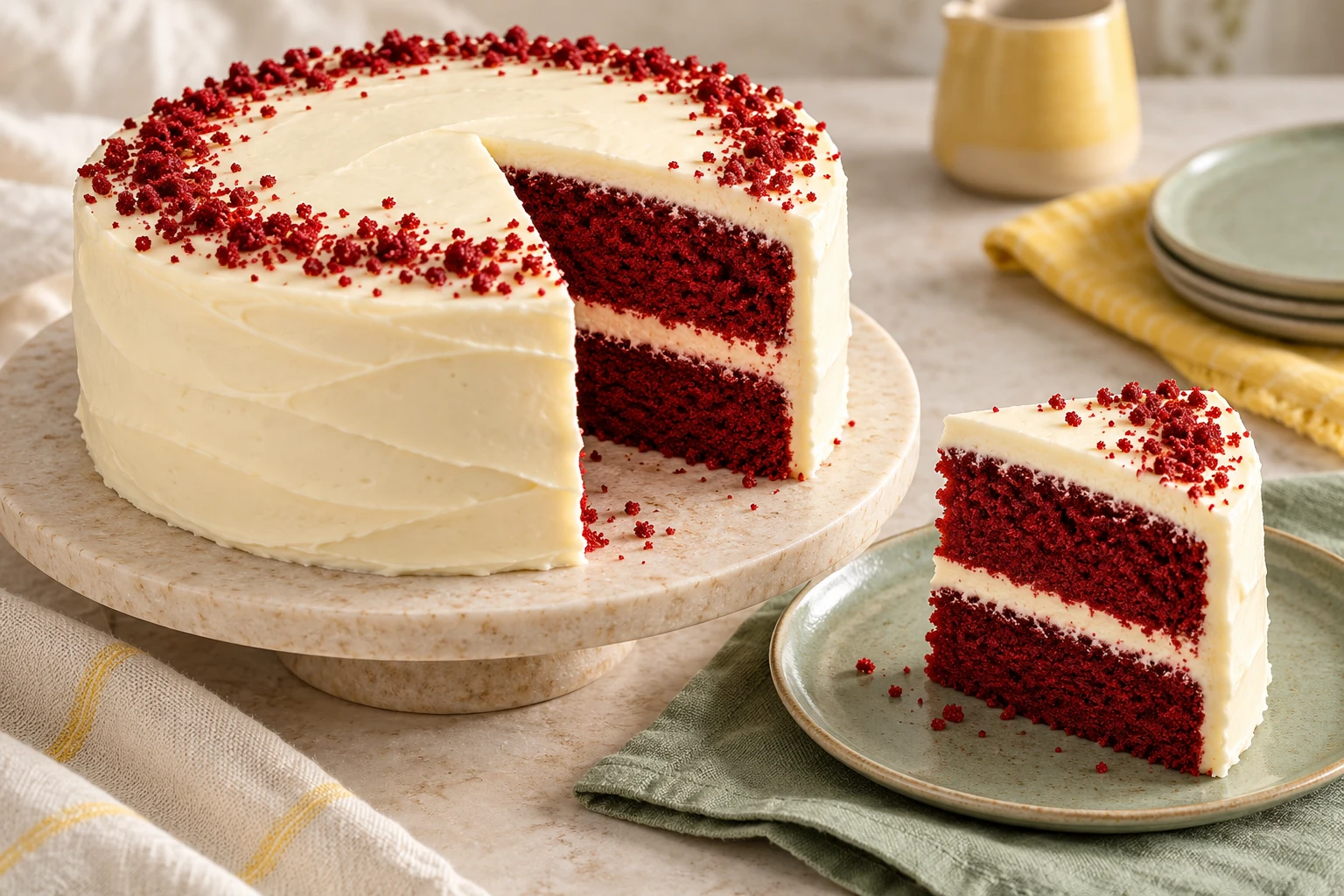 Red velvet cake au cream cheese : plat terminé