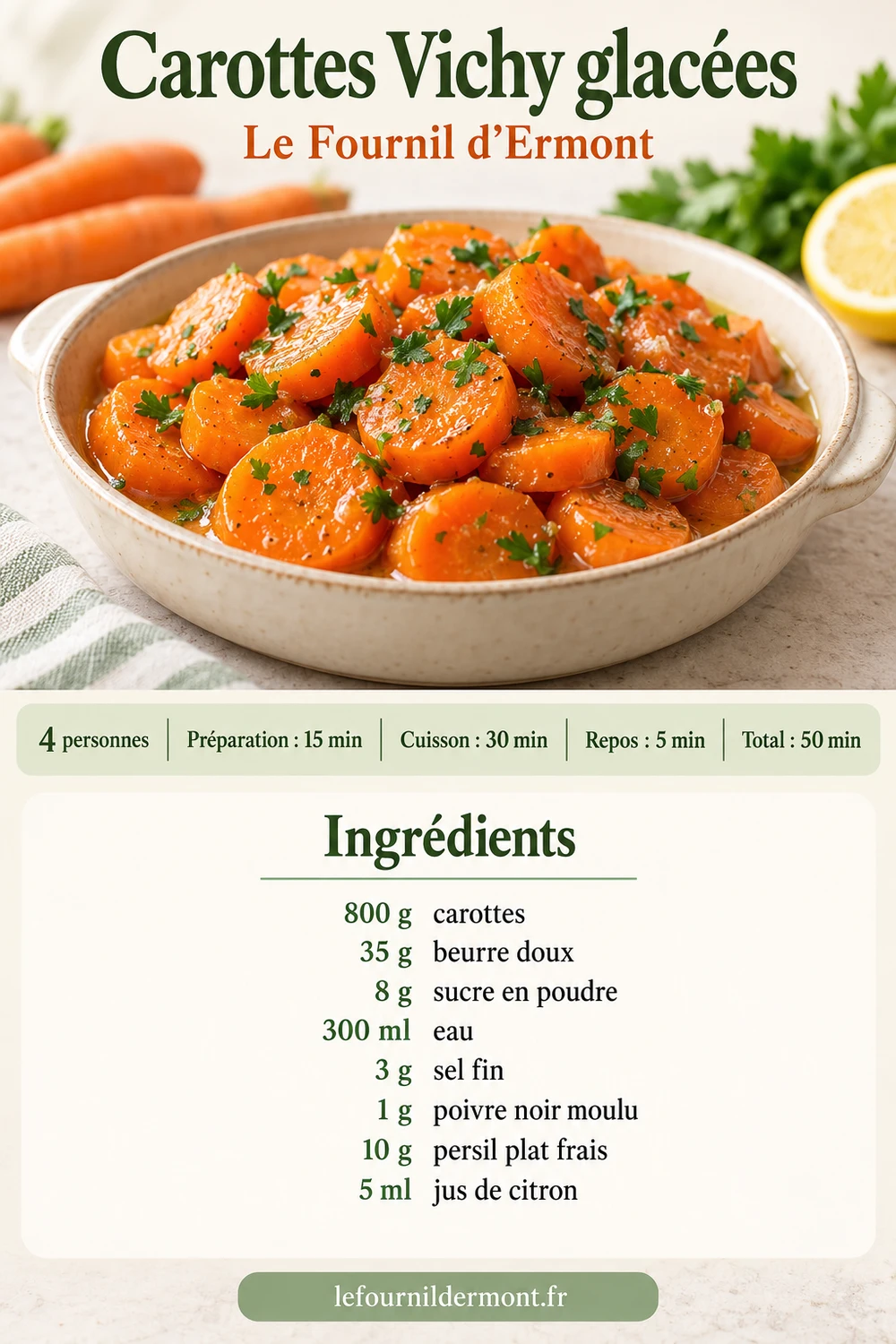 Fiche Pinterest : Carottes Vichy glacées