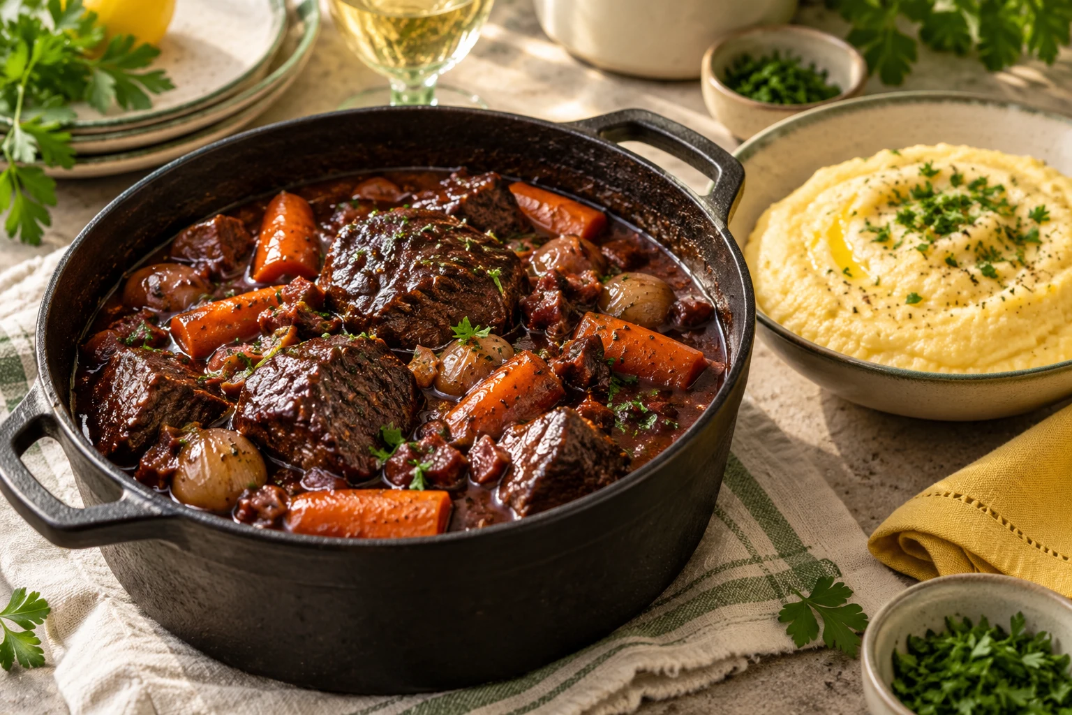 Daube de bœuf au vin rouge : plat terminé