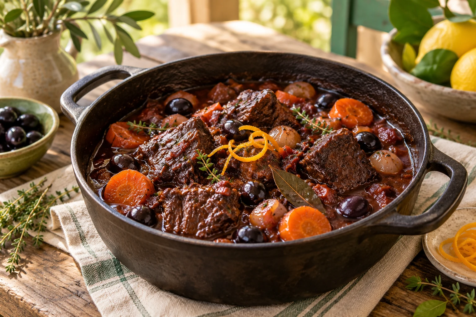Daube provençale au vin rouge : plat terminé