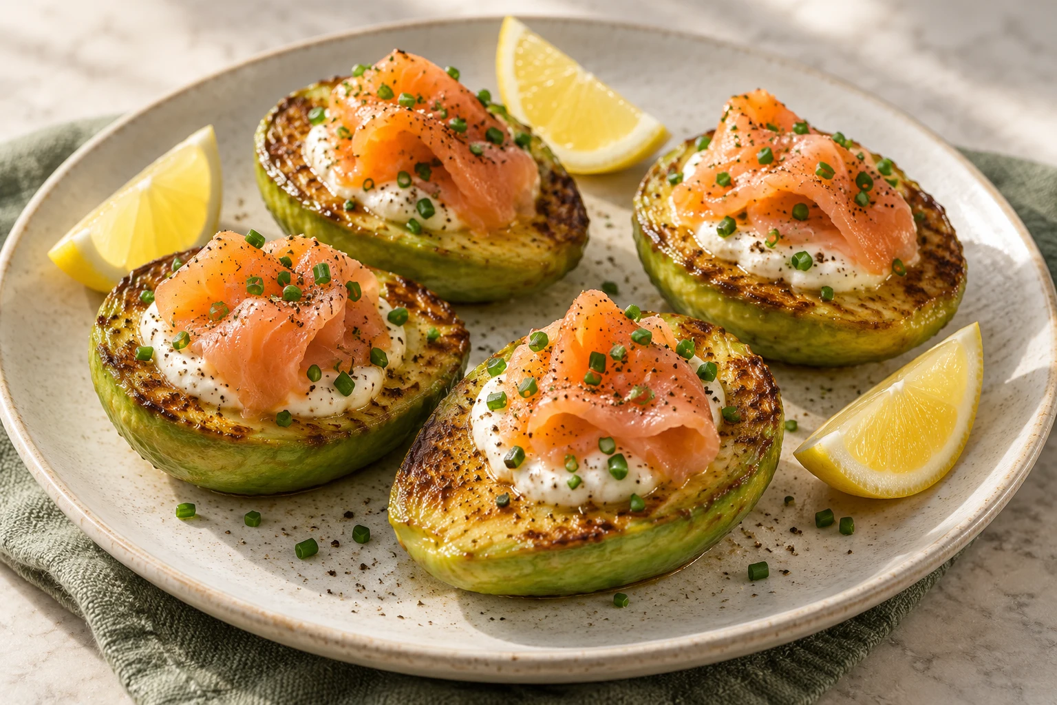 Avocat poêlé au saumon fumé : plat terminé