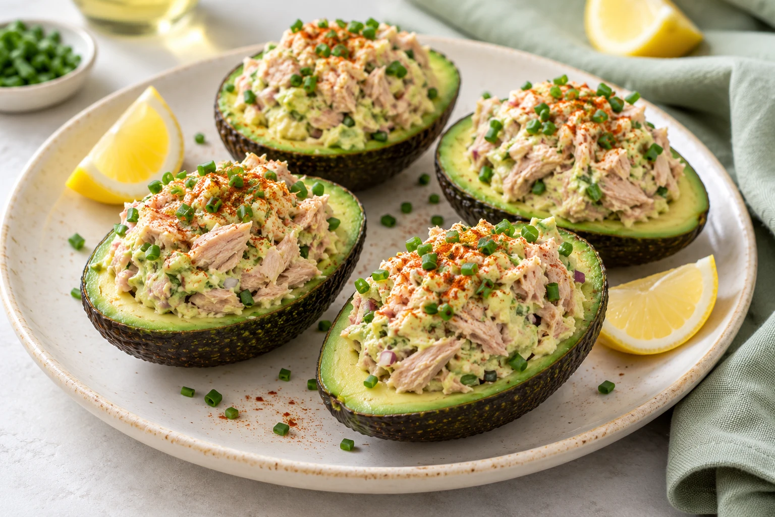 Avocats farcis au thon : plat terminé