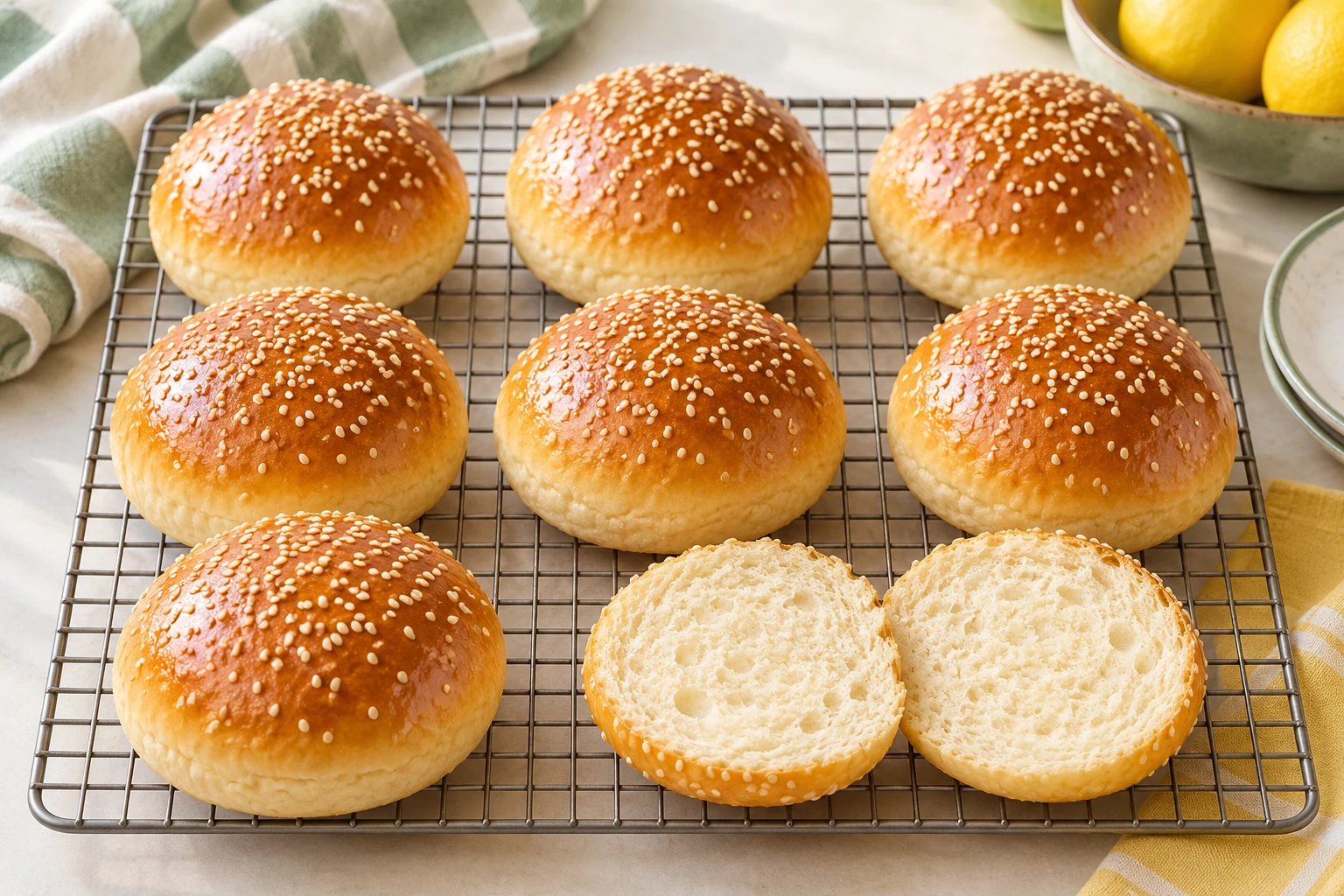 Buns maison pour burgers : plat terminé
