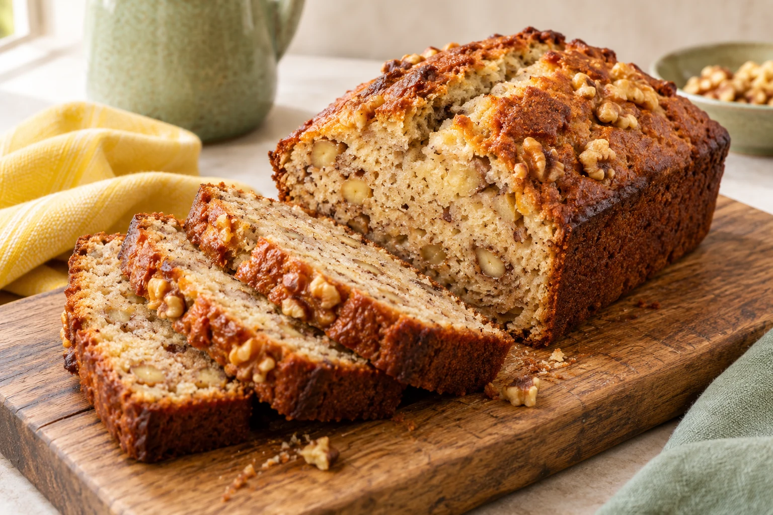 Banana bread moelleux aux noix : plat terminé