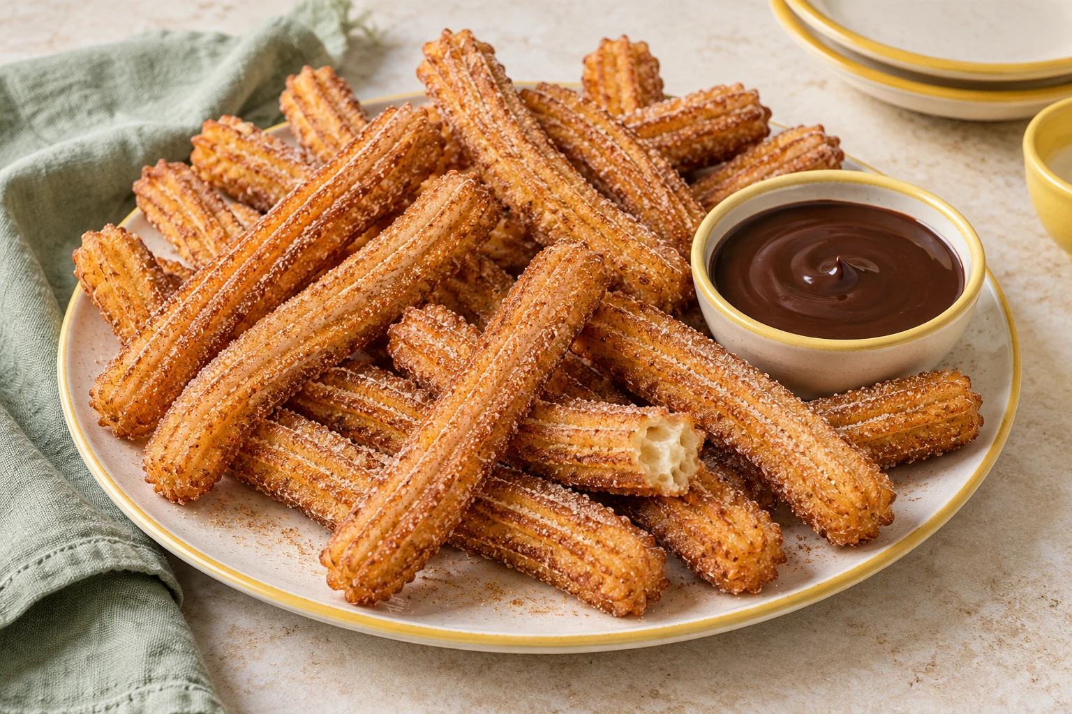 Churros maison croustillants : plat terminé
