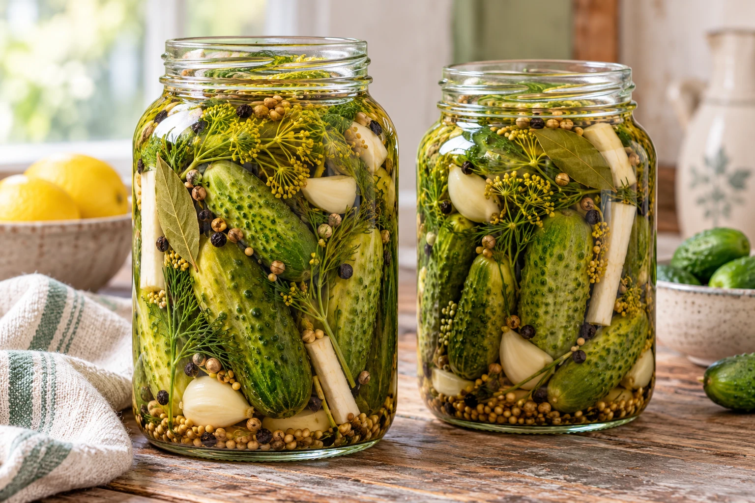 Cornichons russes en bocaux : plat terminé