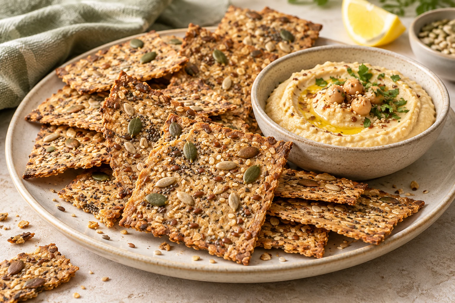 Crackers croustillants aux graines : plat terminé