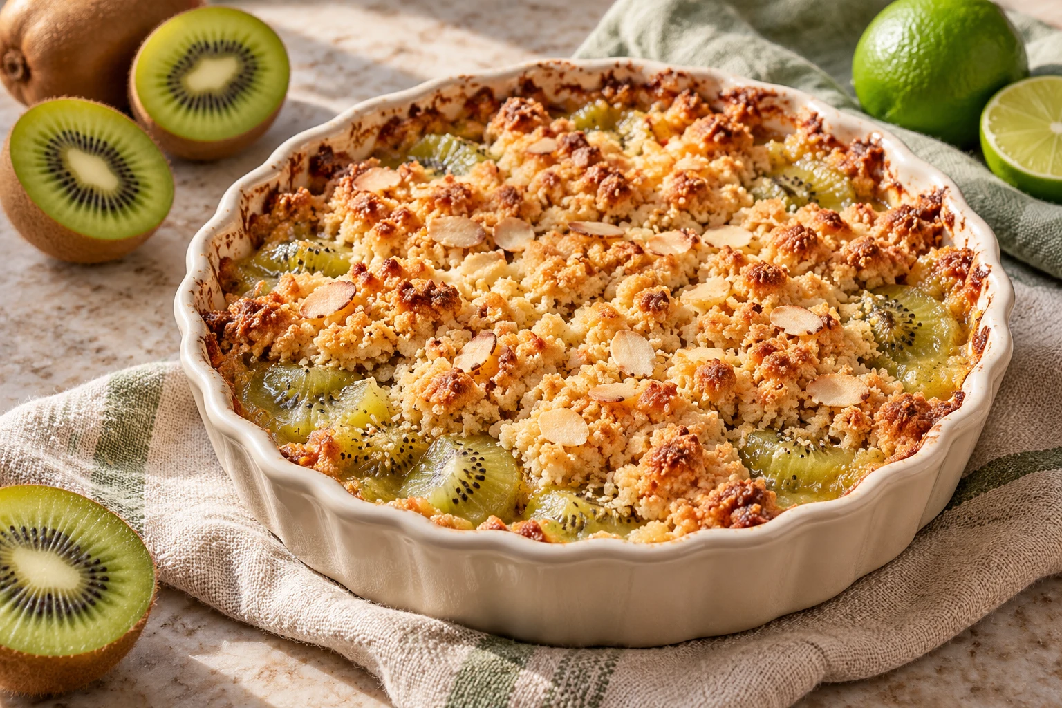 Crumble aux kiwis : plat terminé