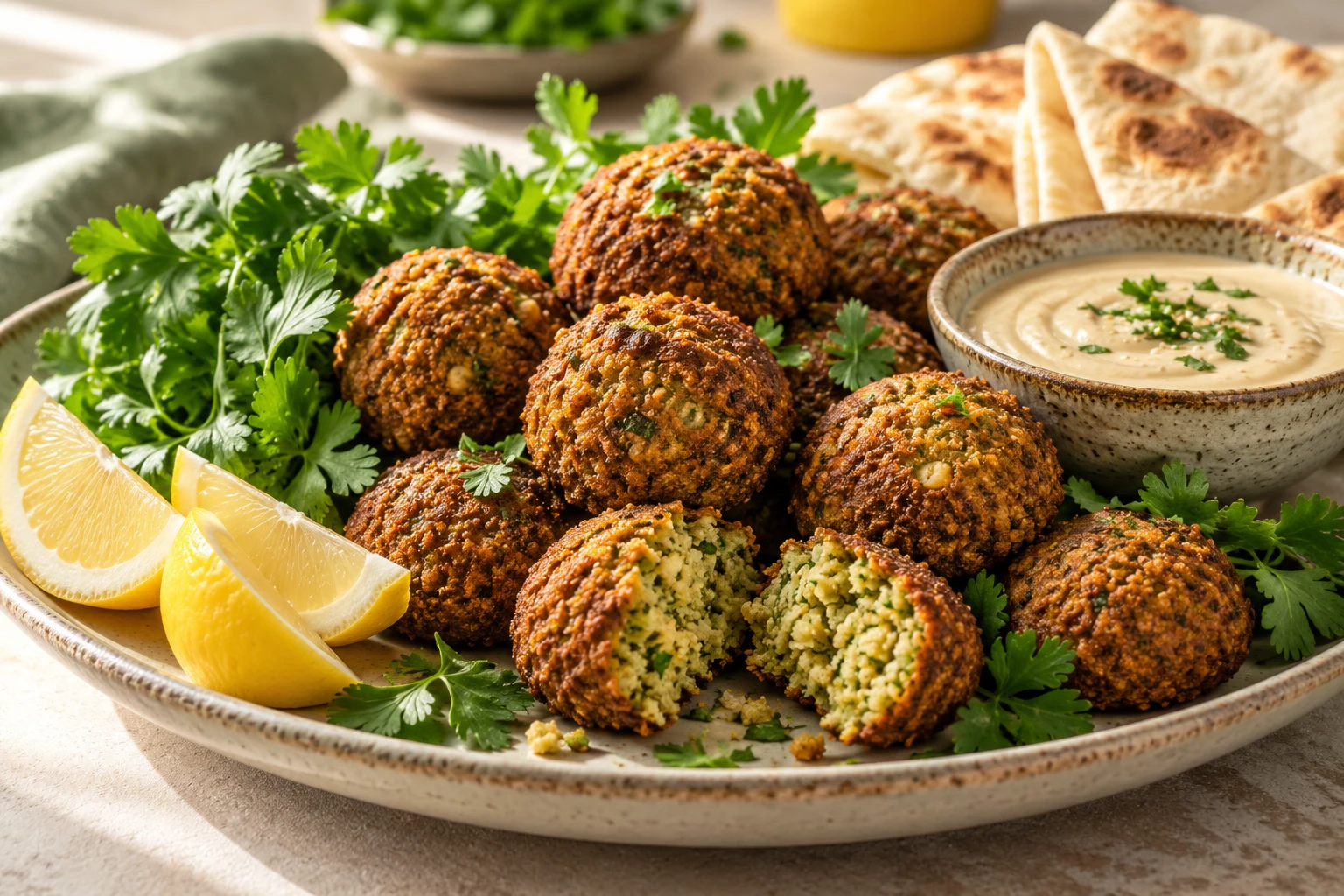 Falafels maison aux herbes : plat terminé