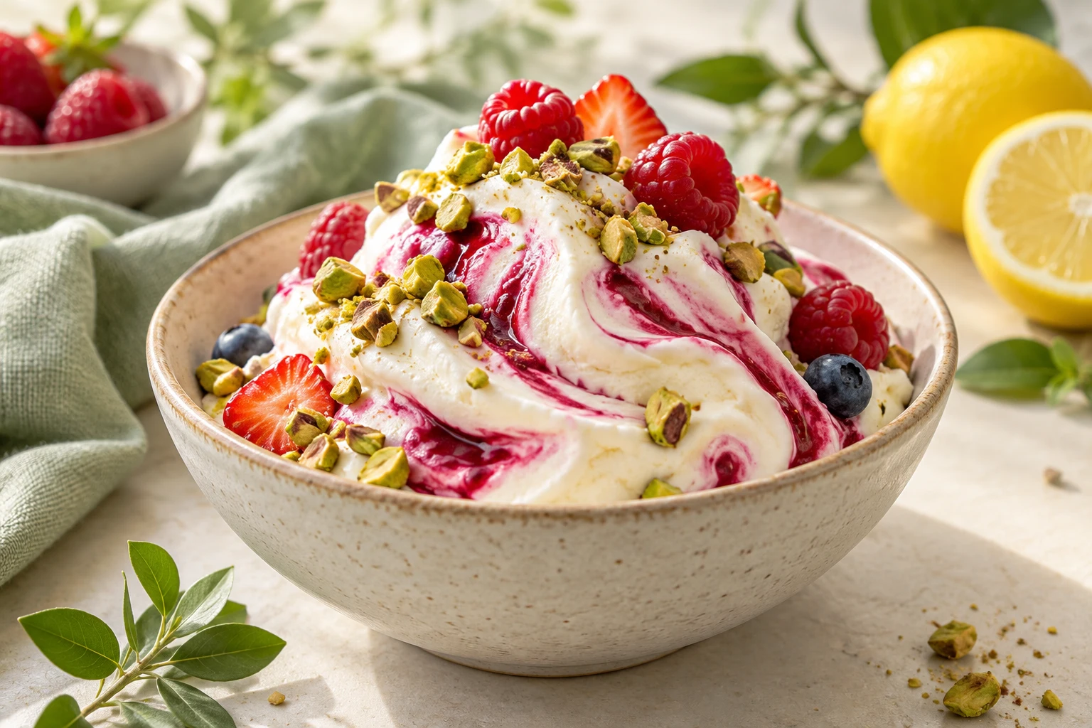 Frozen yogurt aux fruits rouges : plat terminé