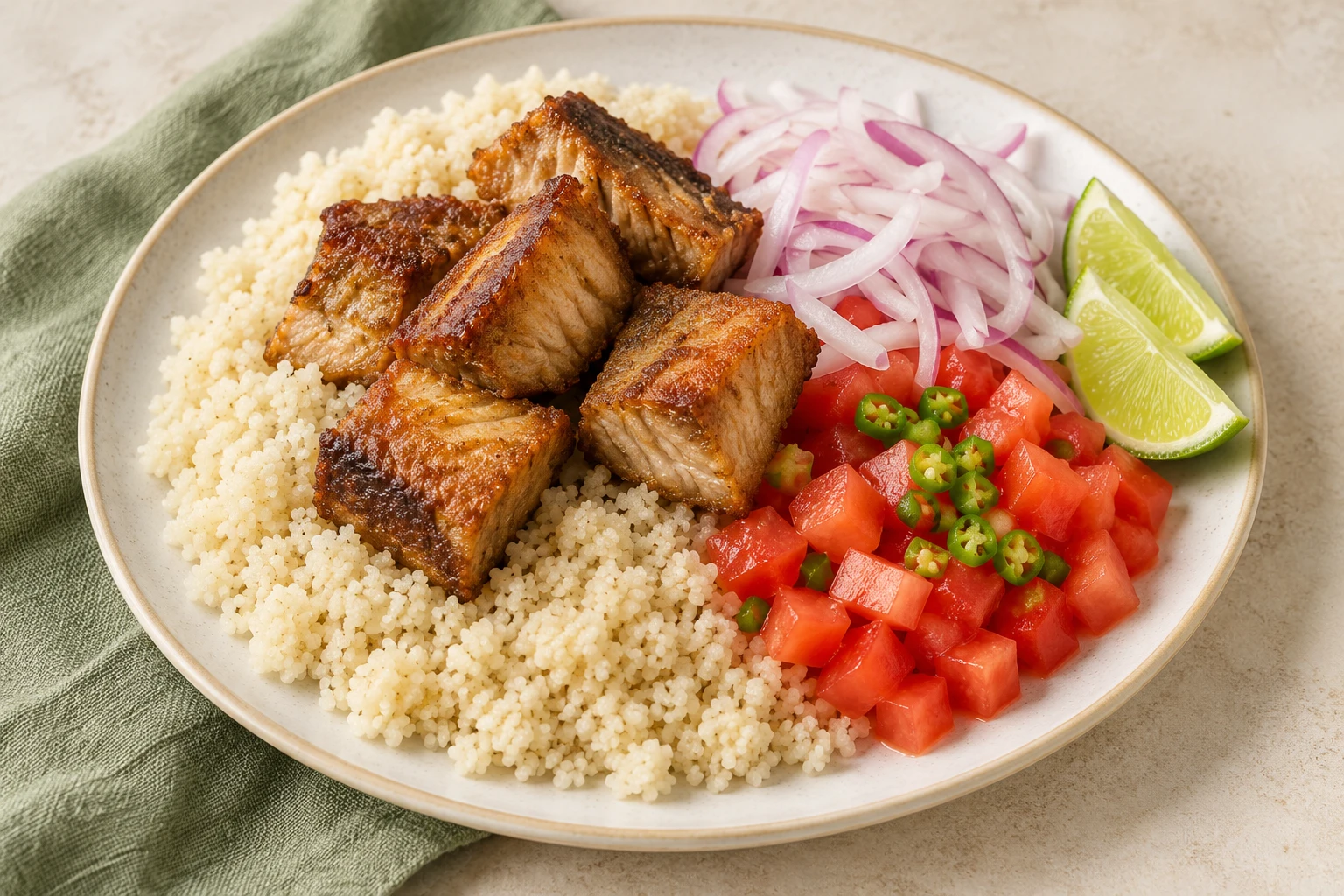 Garba ivoirien au thon frit : plat terminé