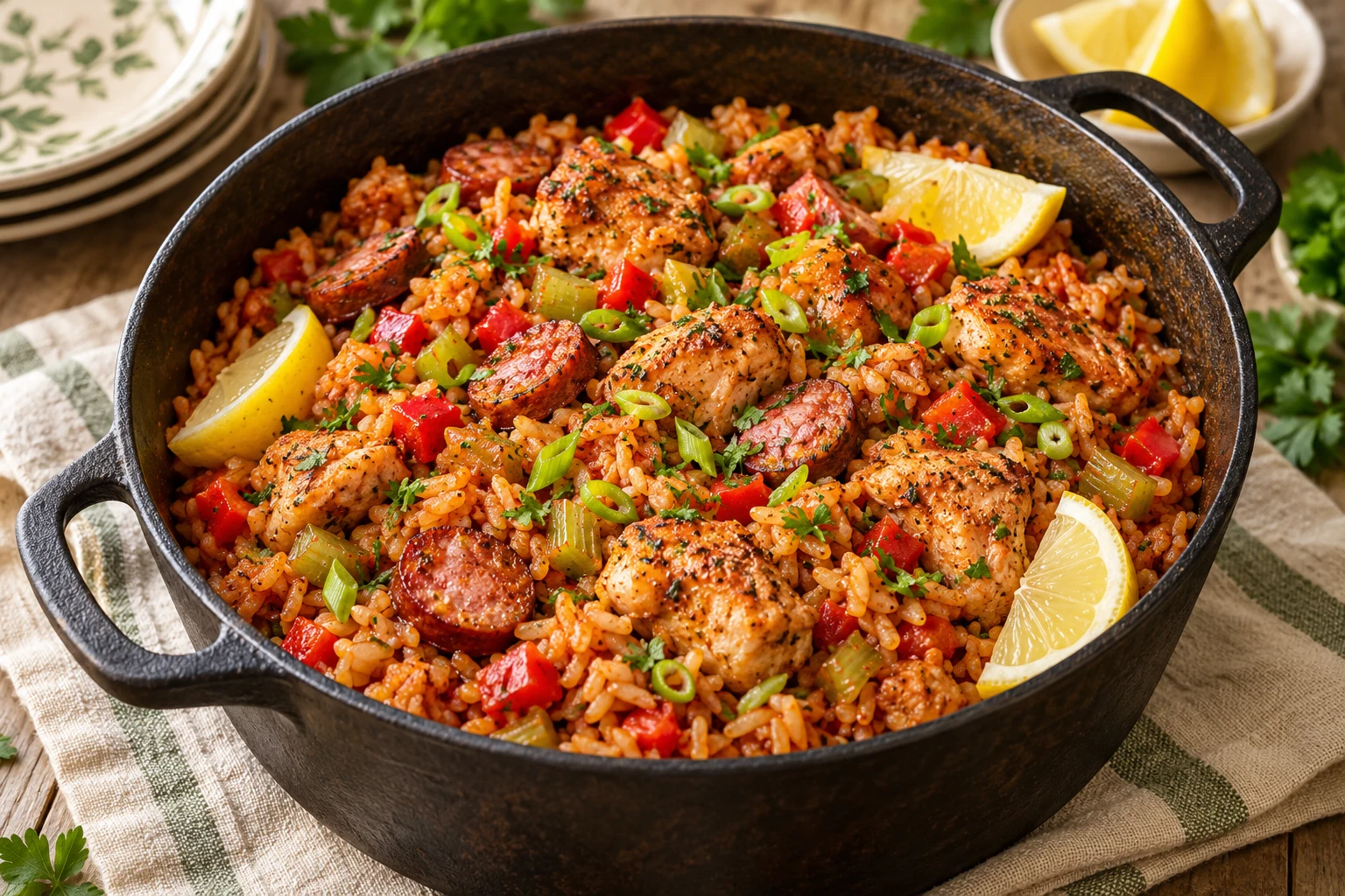 Jambalaya au poulet : plat terminé