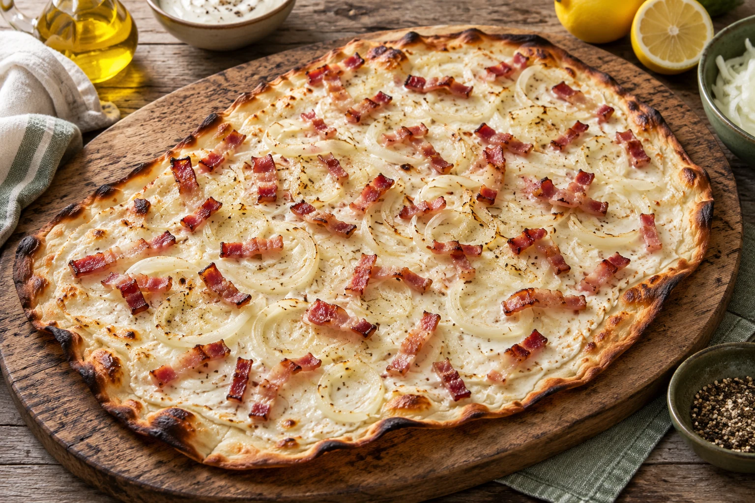 Flammenküche fine aux lardons : plat terminé