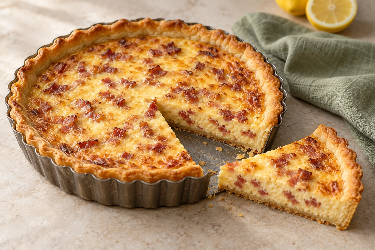 Quiche lorraine traditionnelle : plat terminé