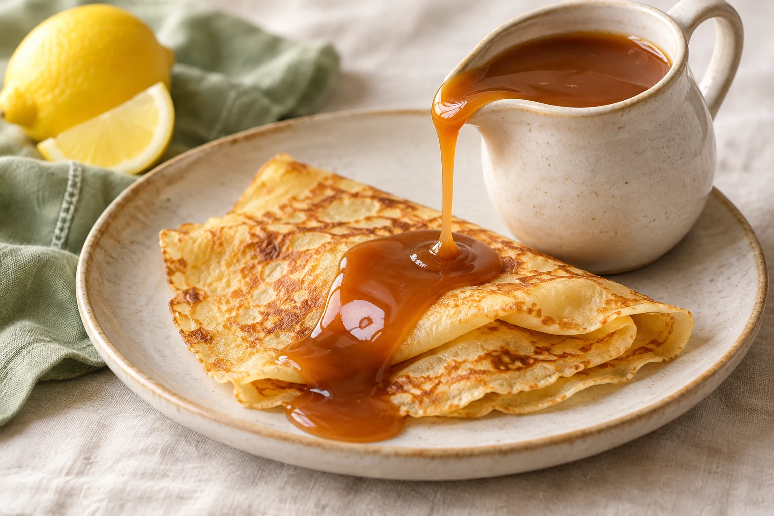 Sauce caramel veloutée : plat terminé