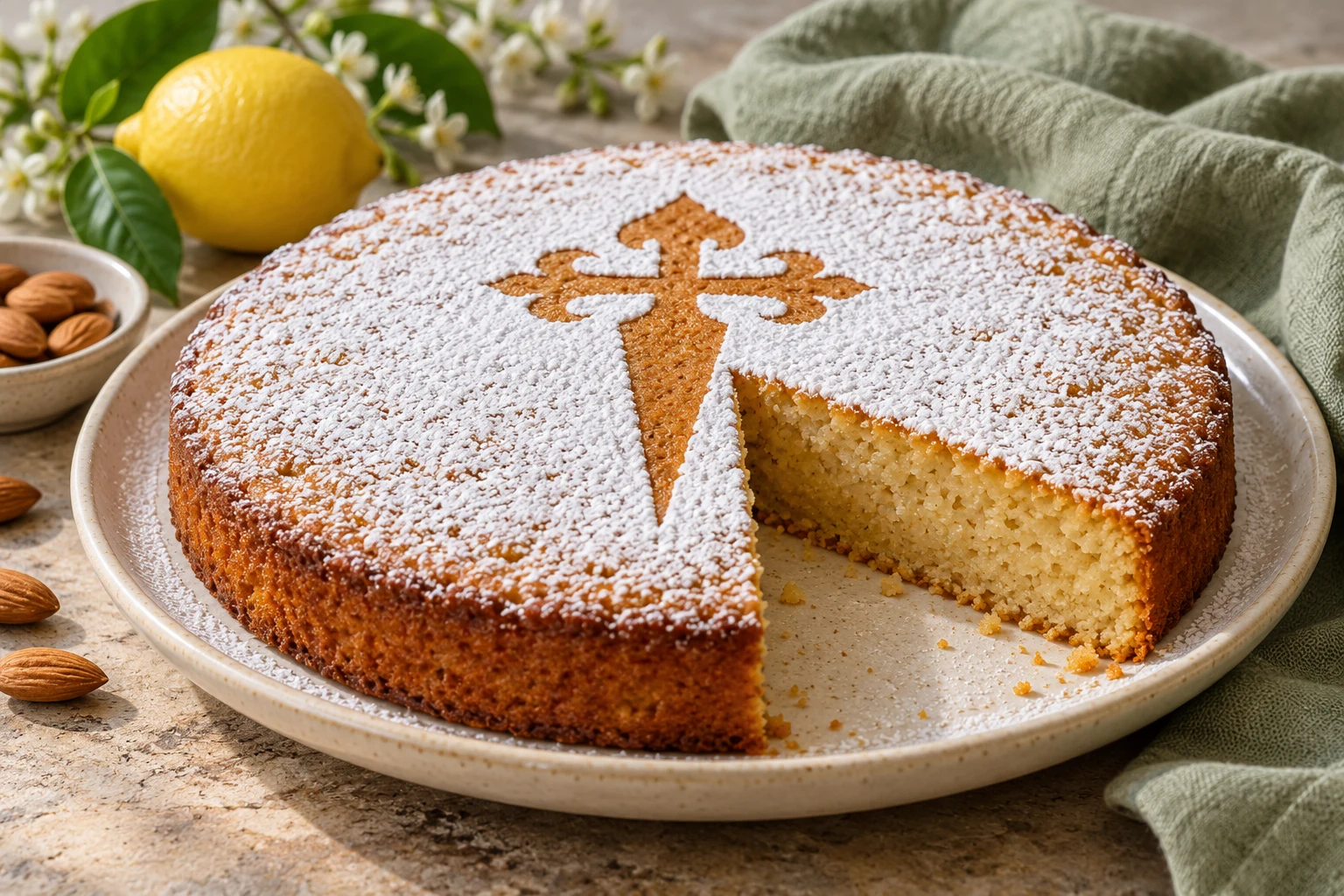 Tarta de Santiago aux amandes : plat terminé