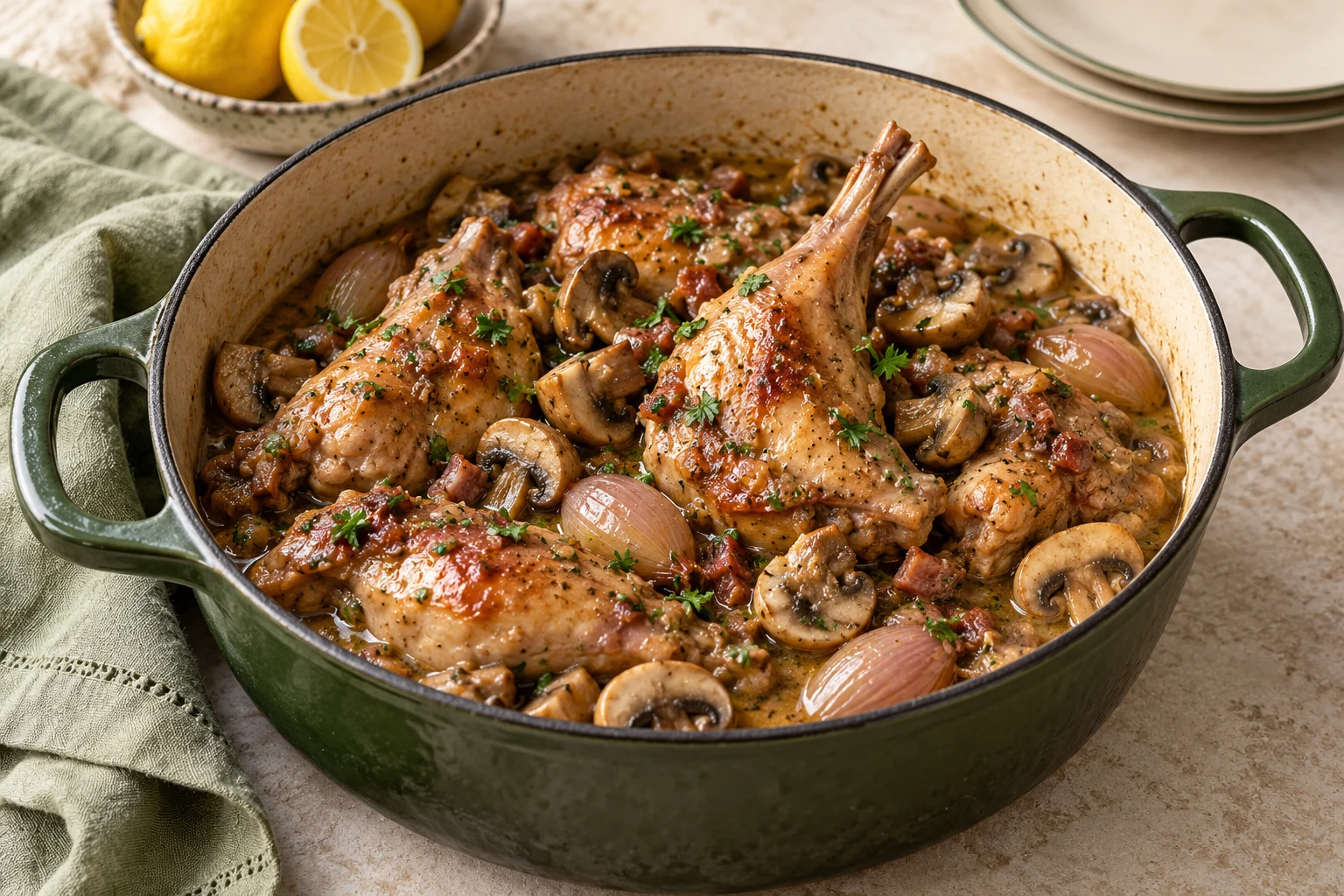 Lapin sauce chasseur : plat terminé