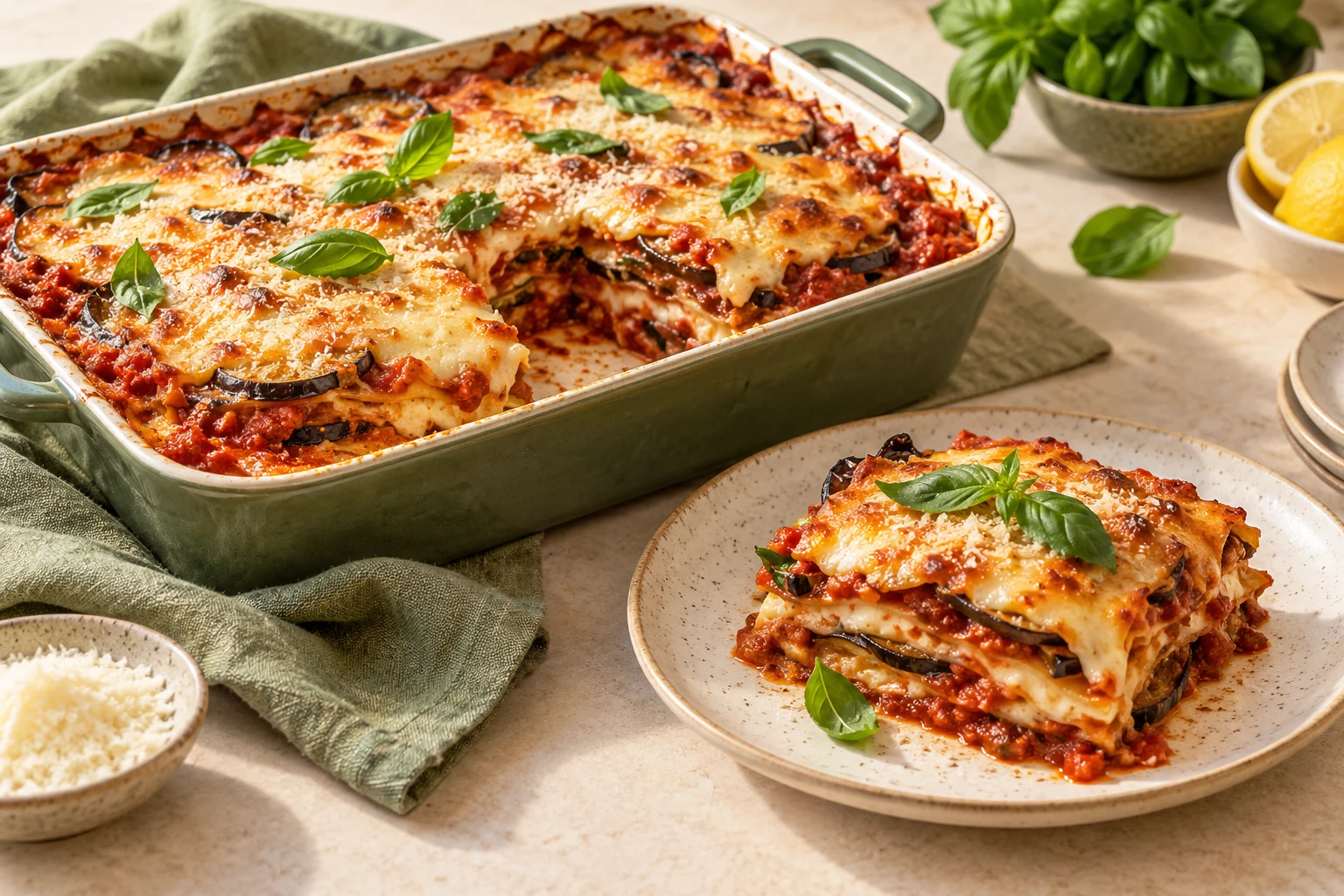Lasagnes aux aubergines rôties : plat terminé