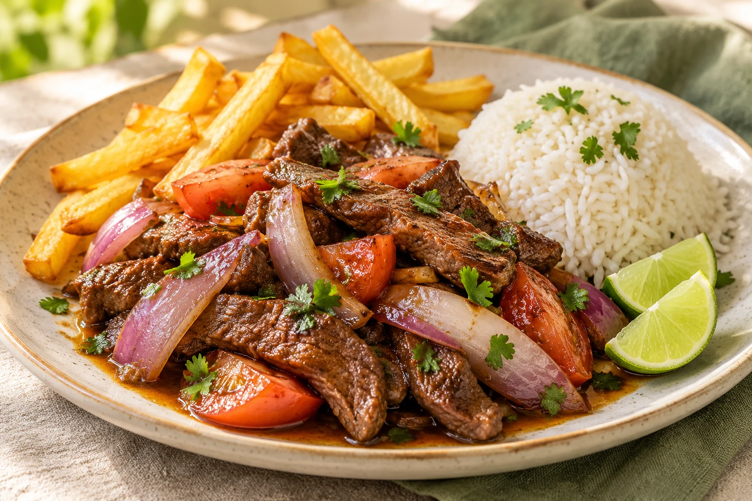 Lomo saltado péruvien : plat terminé
