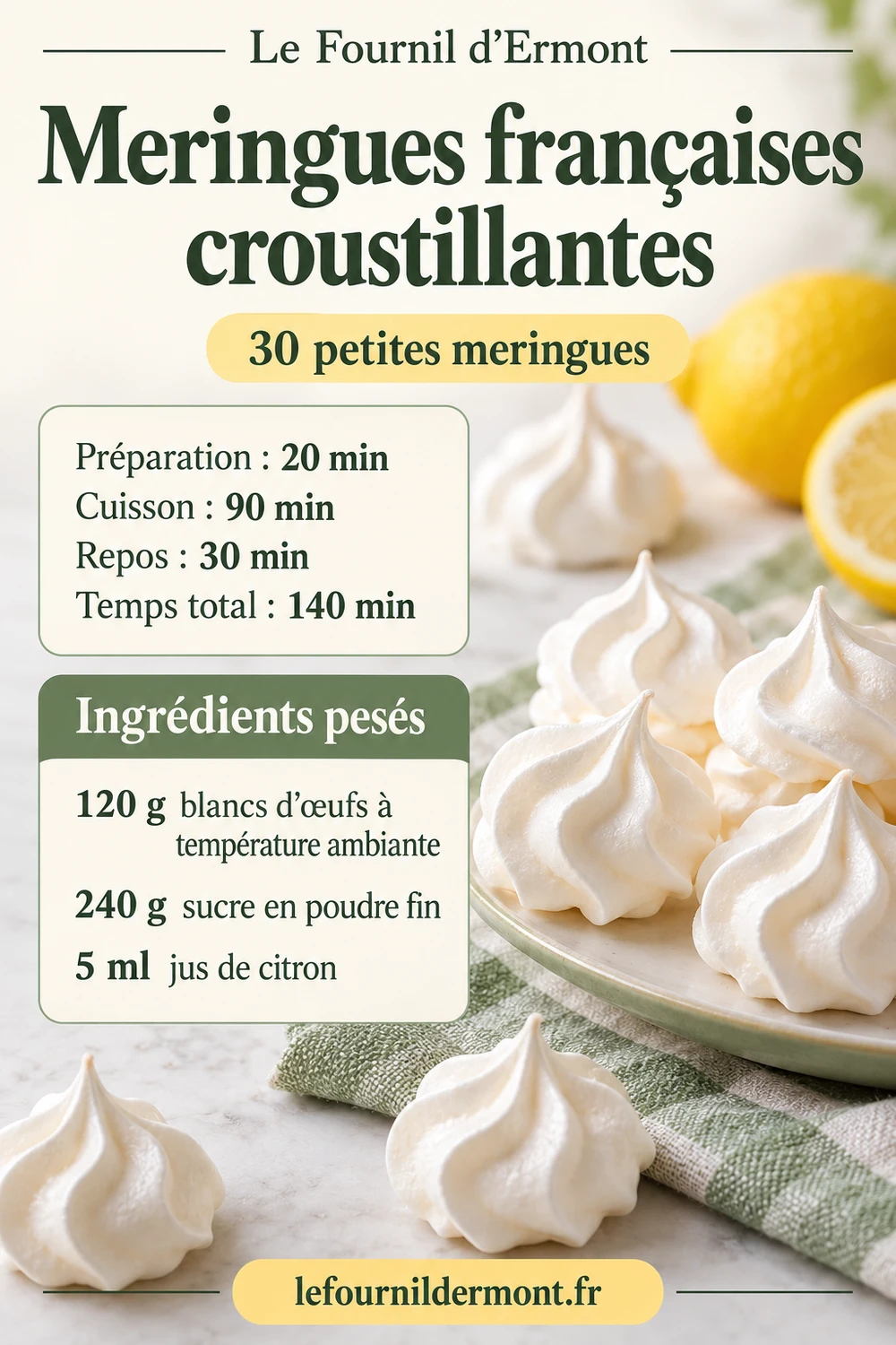 Fiche Pinterest : Meringues françaises croustillantes