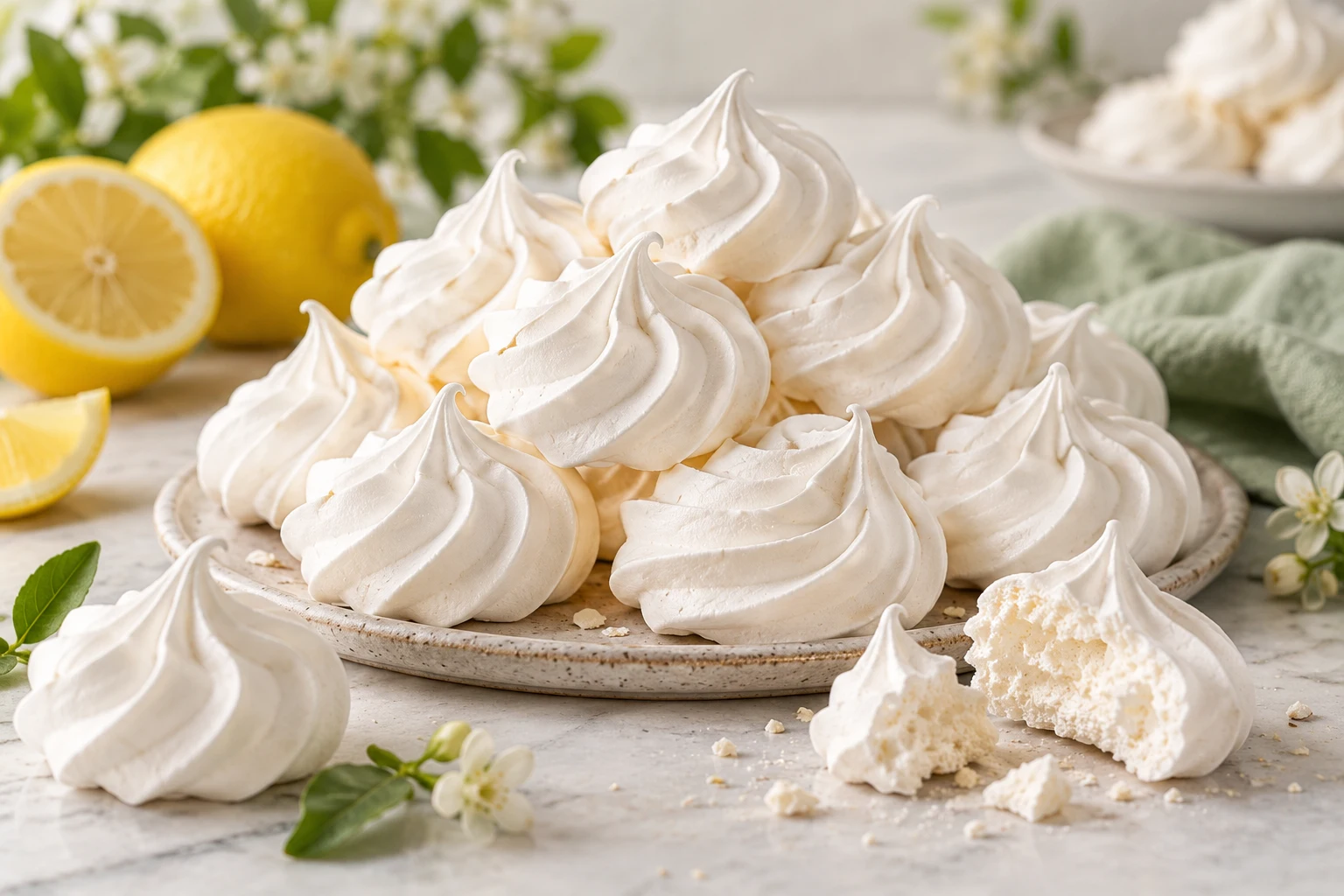 Meringues françaises croustillantes : plat terminé