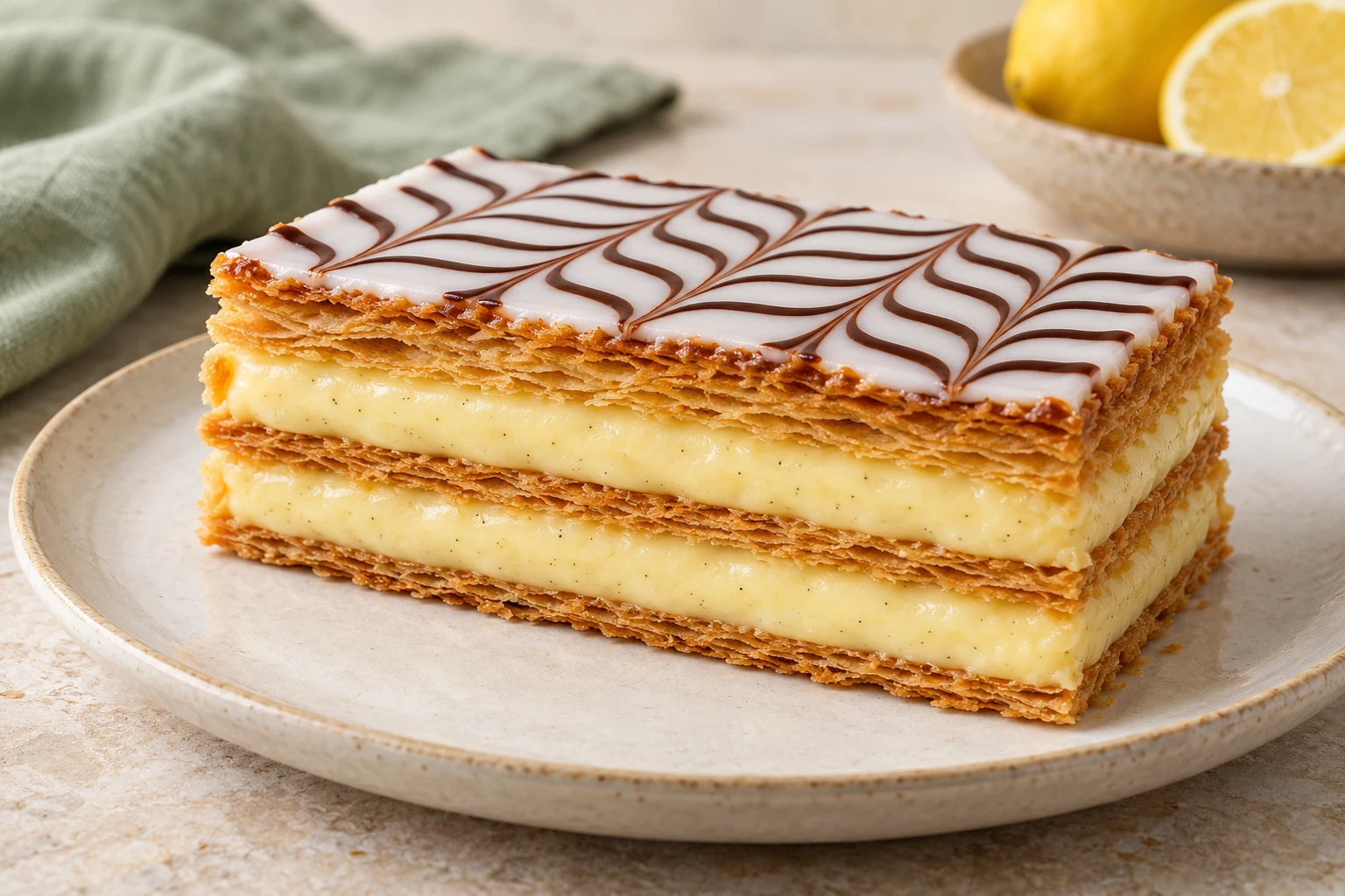 Mille-feuille à la crème vanille : plat terminé