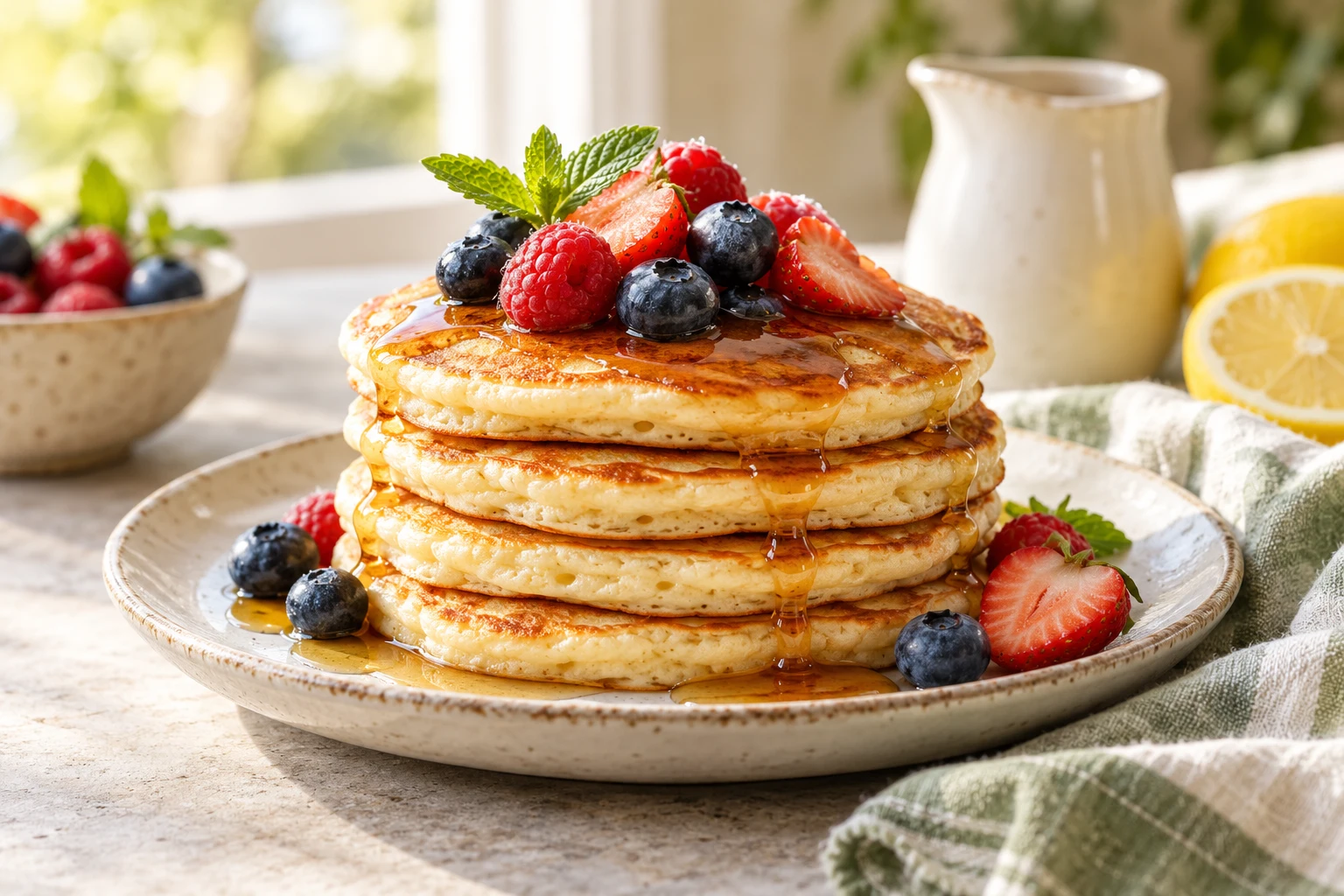 Pancakes moelleux sans œufs : plat terminé