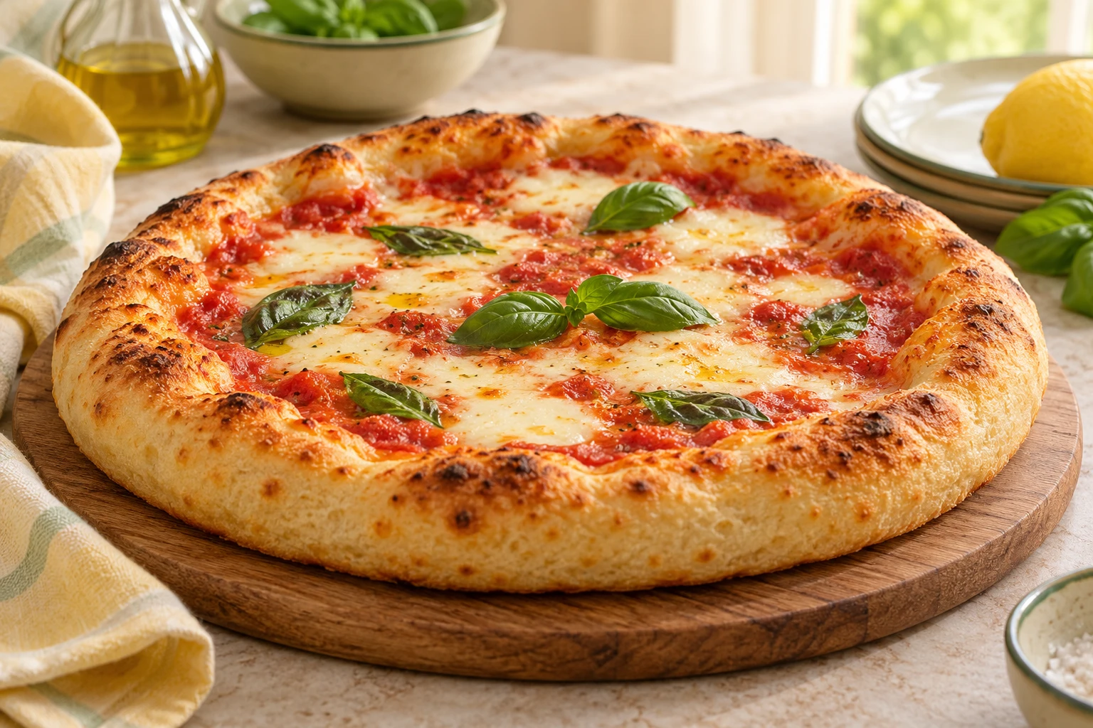 Pâte à pizza épaisse et moelleuse : plat terminé