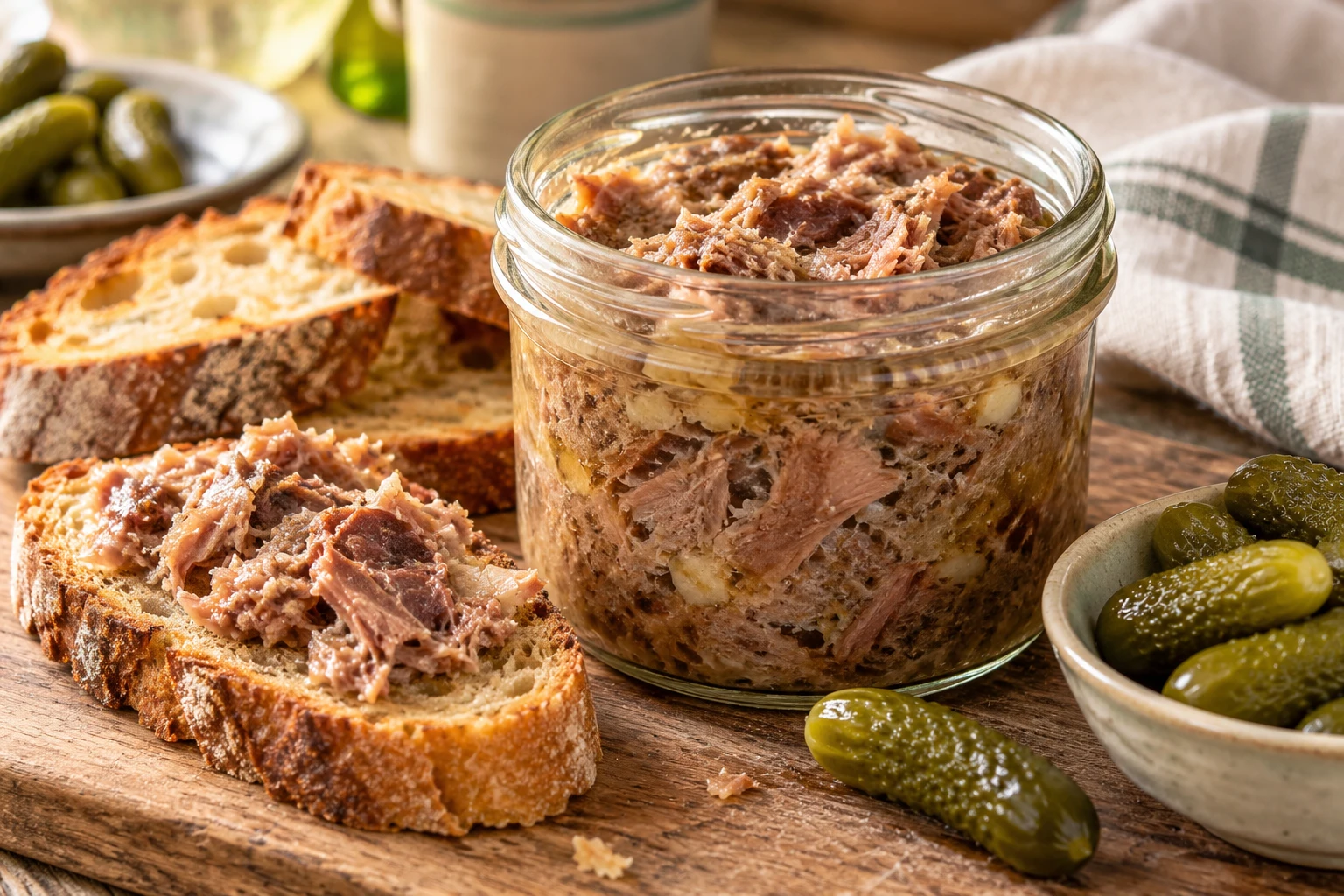 Pâté rustique de sanglier en bocaux : plat terminé