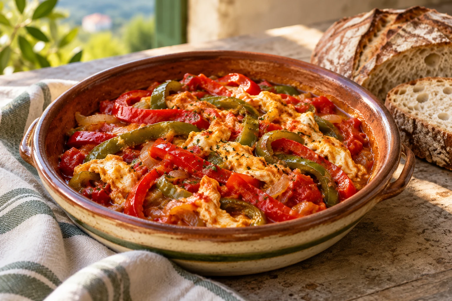Piperade basque aux œufs : plat terminé